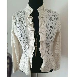 Yvonne Marie Womens Open Front‎ Ruffled Floral Lace